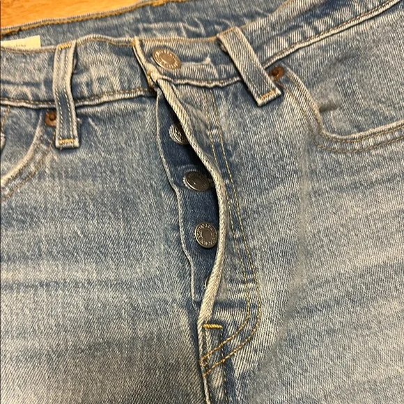 Levi's 501 Classic Blue Straight Leg Cropped Jeans Timeless Denim - Picture 3 of 6